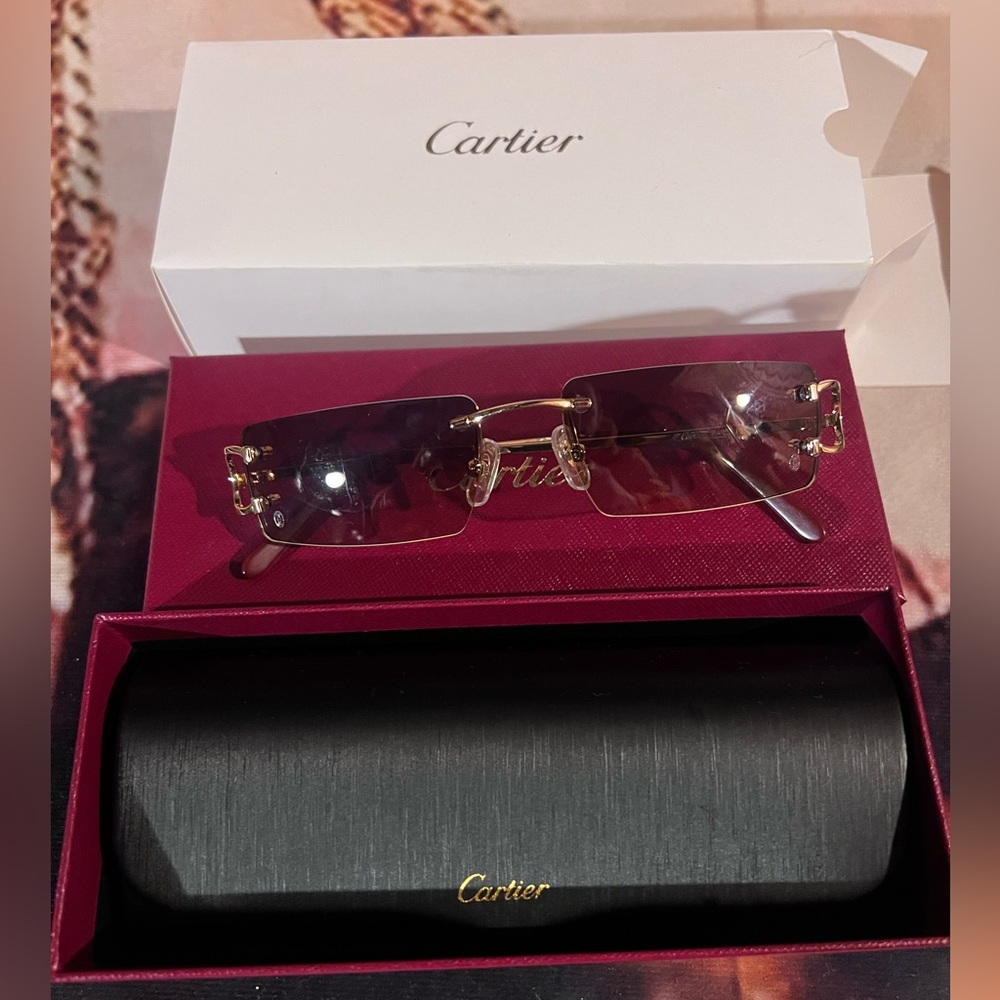 Cartier wire frame square lens brown tint
